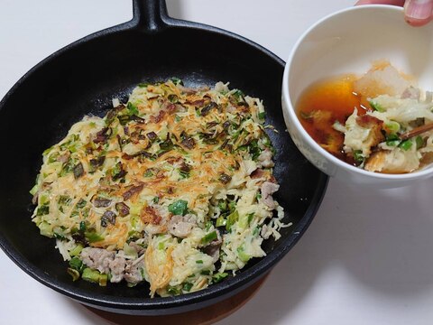 余ったそうめん活用レシピ:ねぎ焼き